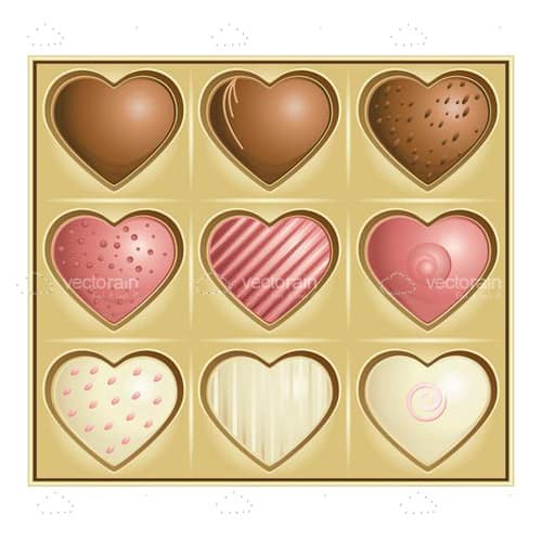 9 Heart Shaped Chocolates in a Golden Box